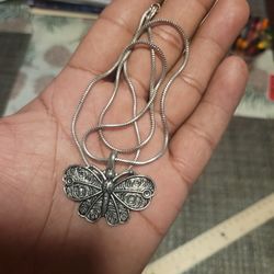 Stainless Steel Butterfly Pendant With Chain 