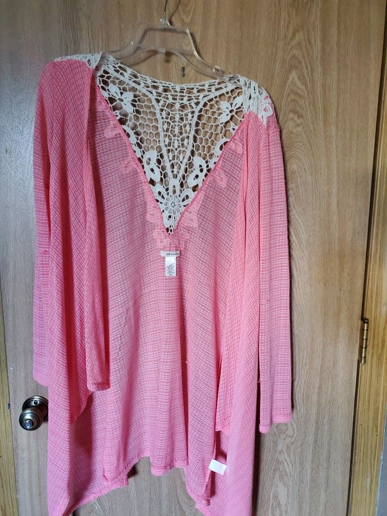 Salmon color open cardigan (small)