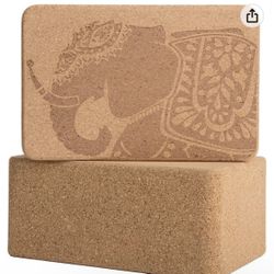 Cork Wood Yoga Blocks with Premium Designs, 2 Pack