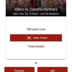 49ers Vs Panthers 11/24 With All You Can Eat & Drink