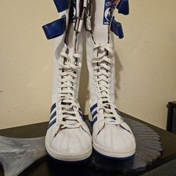 Women's  Missy Elliott x Adidas Blue /White Vintage  Remix Lace-Up Boots