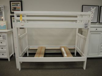 Haynes Cambridge White Youth Twin Over Twin Bunk Bed - White | Headboard