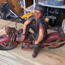 Motorcycle Man Resin Statue