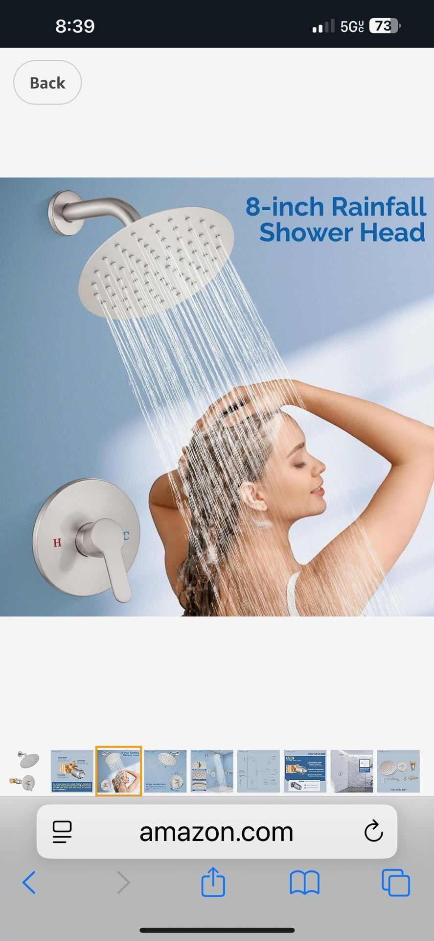 Shower Faucet Set,8 Inch Round Rainfall Shower Single Handle Shower Trim Kit,Wall Mount Bathroom System YLF - 7L $40 N