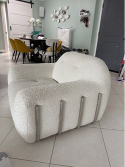 CB2 Brace Cream Boucle Chair Discontinued Model RARE!