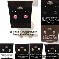 $5 each . Handmade Real Pearl Post Earrings I can also ship . Pickup in Chicago Harlem and Addison I am also posting more earring and real hand made
