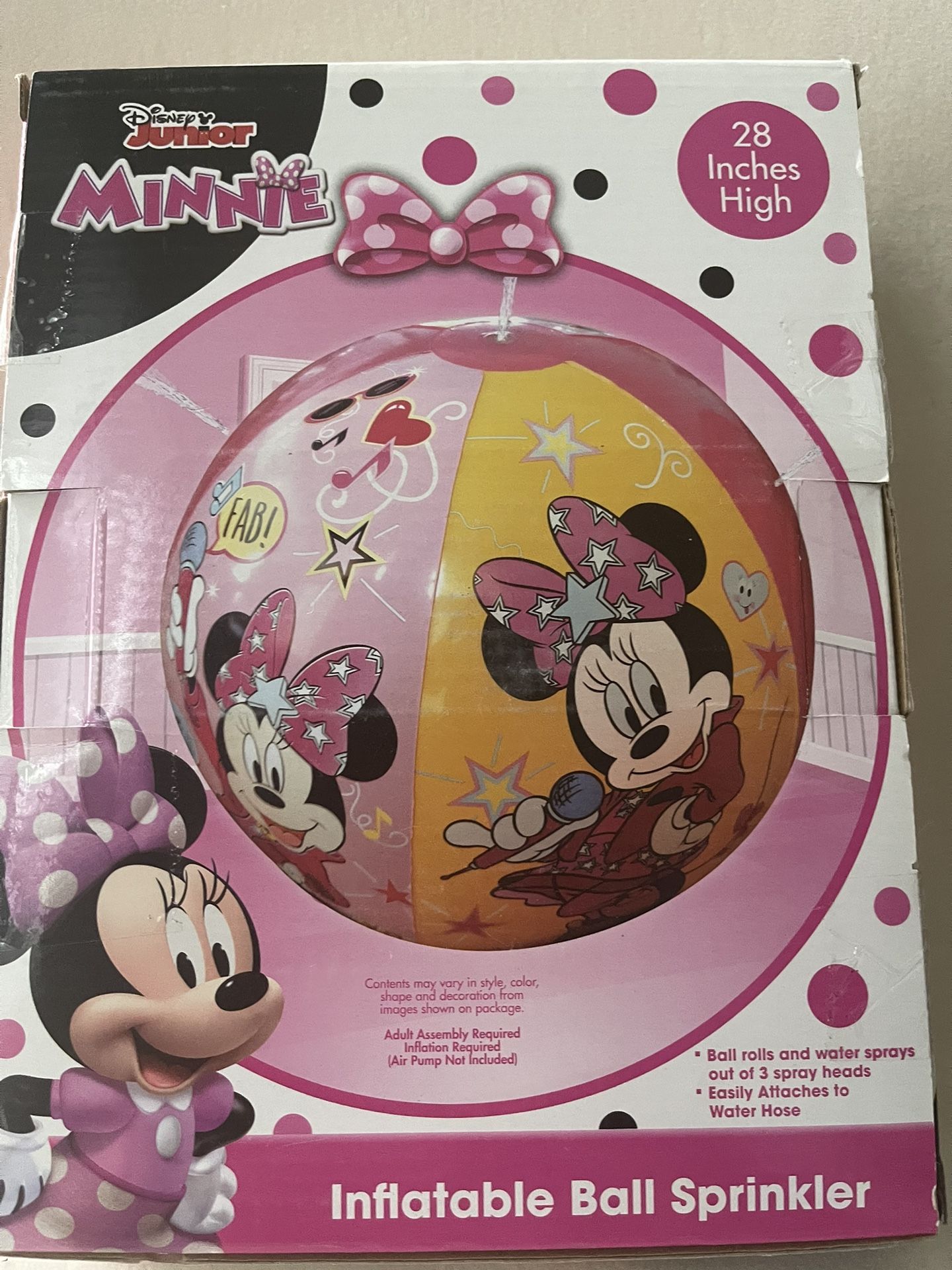 Disney Jr Minnie Mouse 28" Inflatable Ball Sprinkler