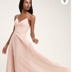 Beautiful Blush Pink Cream Maxi Dress