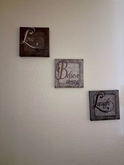 3-piece “Love More / Believe Always / Laugh Often” wall-art set