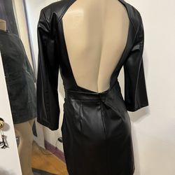 Black Fake Leather Dress