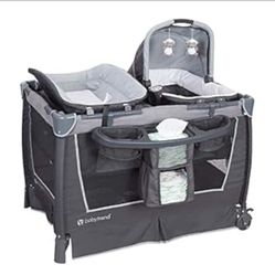 Baby Trend Nursery Center Travel Crib with Removable Rock-A-Bye Bassinet, Changing Table