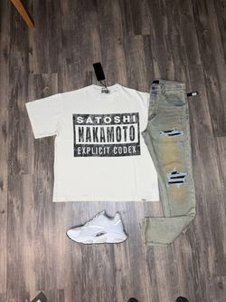 Dior Shoes with Satoshi Nakamoto Shirt and Amiri Jeans Brand New
