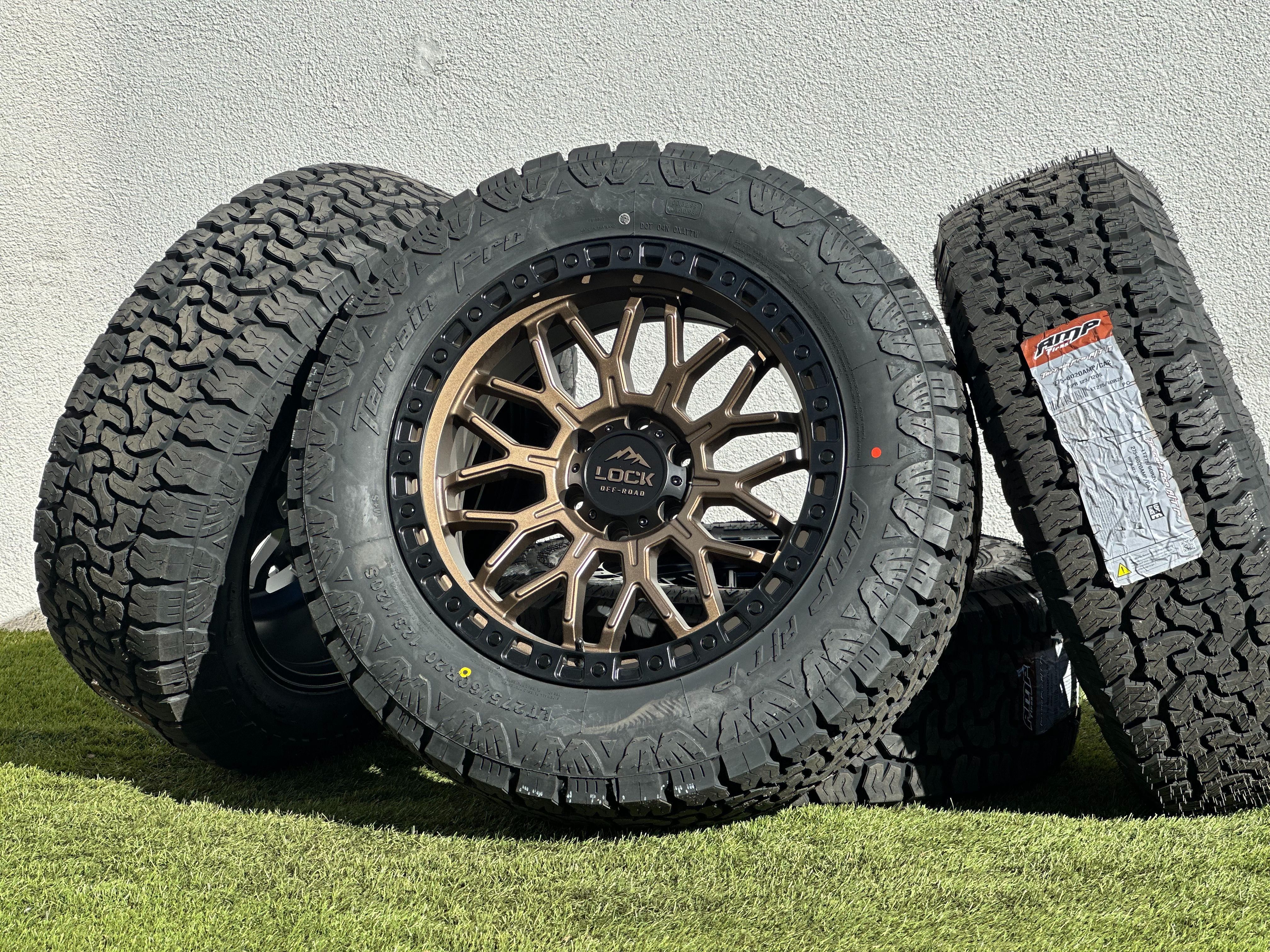 New 20" Lock Combat Wheels 6x5.5 Chevy Silverado Rims Tahoe GMC Sierra Yukon 275/60R20 Tires A/T Ram