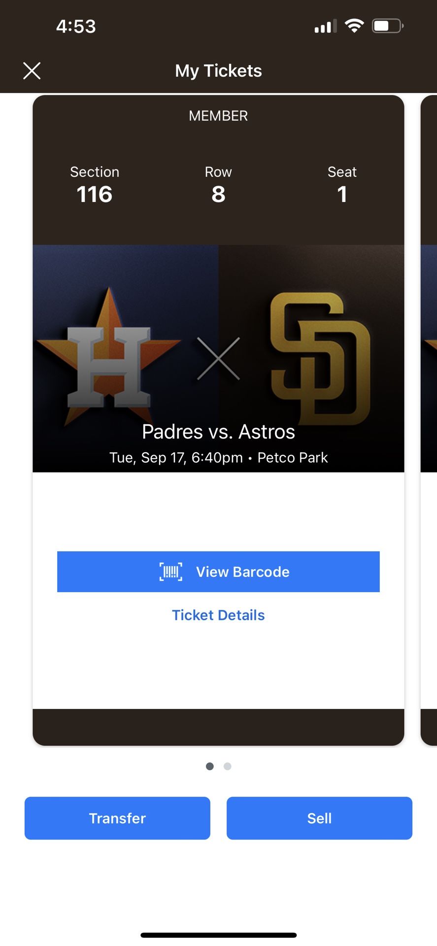 Padres Tickets Field Level 9/17/2024