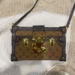 Louis Vuitton Petite Malle Monogram Reverse Clutch Purse