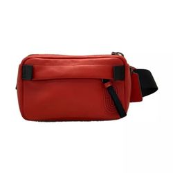 Coach Pouch Leather Red Plain 6786 