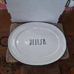 RAE DUNN ENAMEL "DELISH" PLATTER 