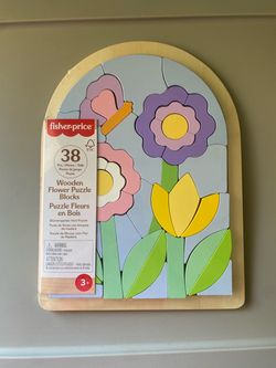 Wooden Flower Puzzle Blocks, Montessori Toy, Learning Toys, New