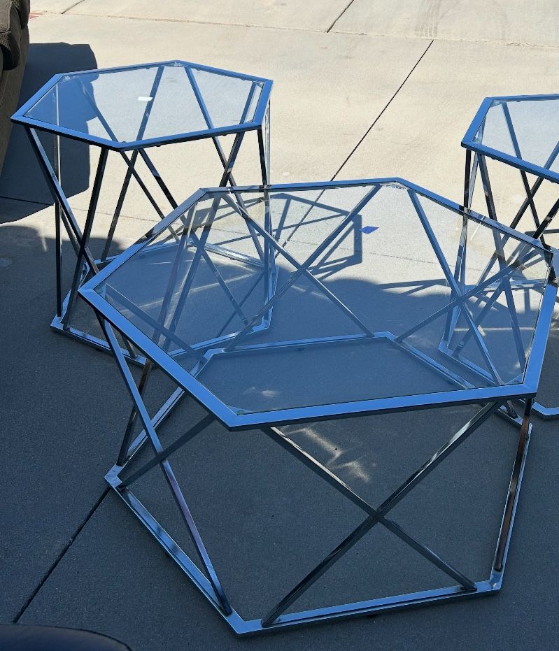 Hexagon Coffee Table Plus One Side Table