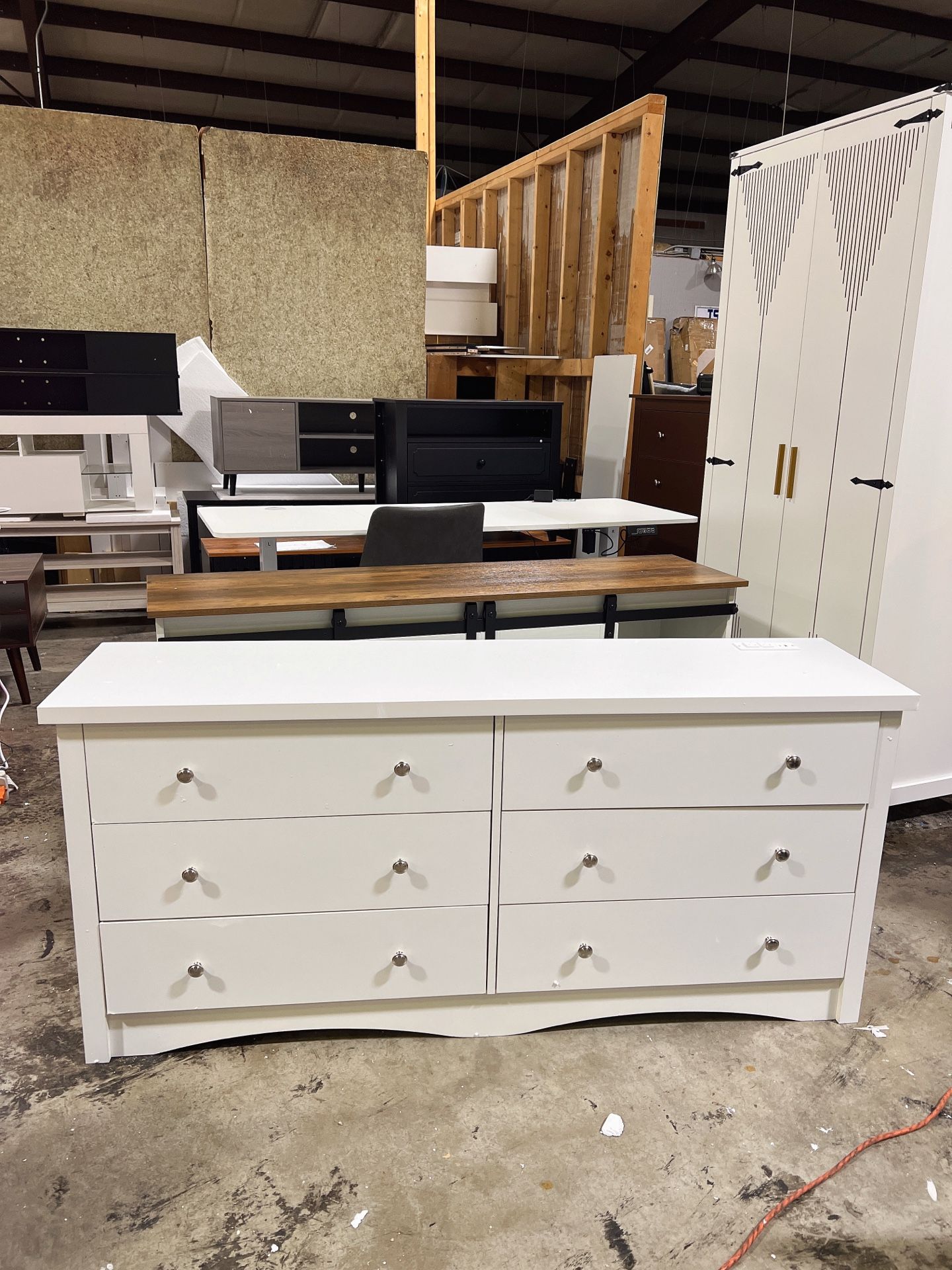 Spicer discount only two 🌹🌹..White Dresser for Bedroom, 58“ Wide Wooden Chest of Drawers with 6 Drawer, Long Nightstand with Drawers, Modern Large S
