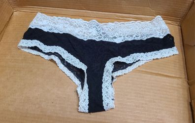Black Lace Cheeky Underwear White Trim