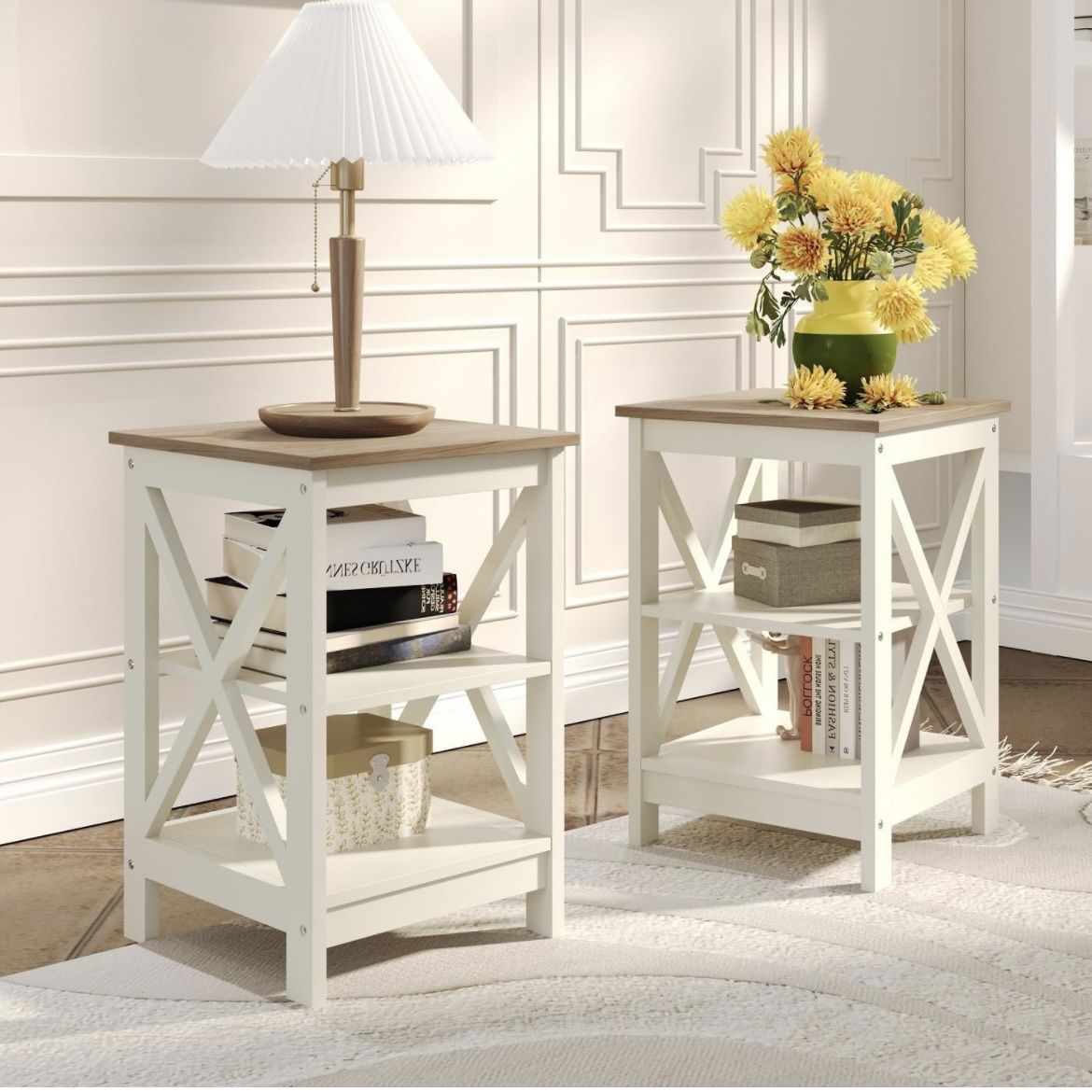 Brand New Farmhouse End Table Living Room Set of 2