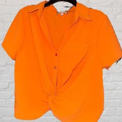 Brand New (Size XL) Orange Blouse with collar