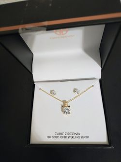 Giani Bernini CZ Round Pendant Necklace & Stud Earrings Set