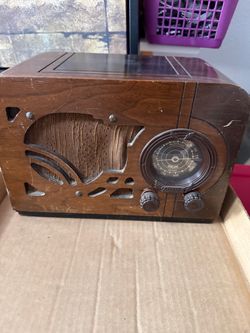 Vintage Airline Tube Radio Wooden Cabinet