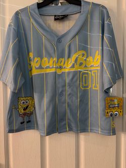 SpongeBob SquarePants Women’s Graphic Cropped Baseball Jersey, Size XL