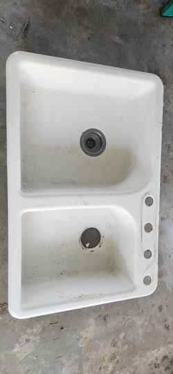 Used Double Basin Cast Iron Sink - $40