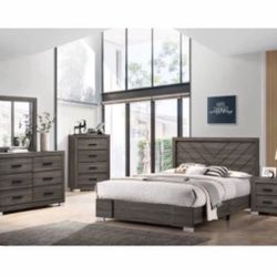 4- Pc Bedroom set Dresser,Mirror Nightstand (1) Queen size bed frame Not including Mattress and Box Sp