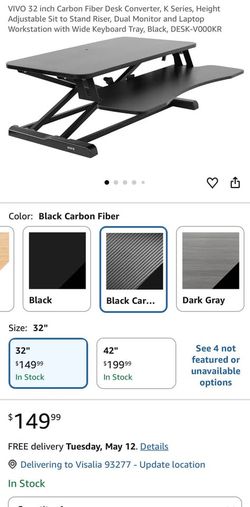 VIVO 32" Black Carbon Fiber Desk Converter DESK-V000KR