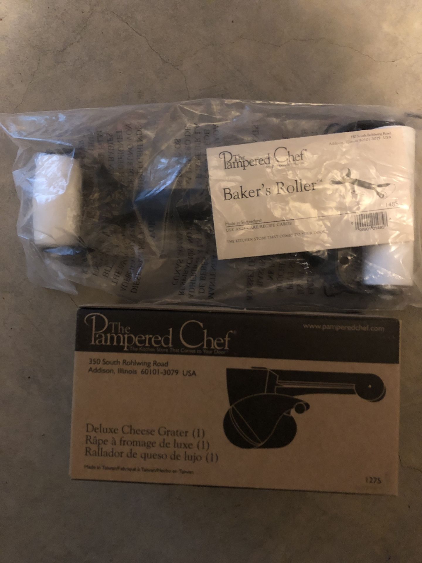 Brand new pampered chef - deluxe cheese grater and baker’s roller