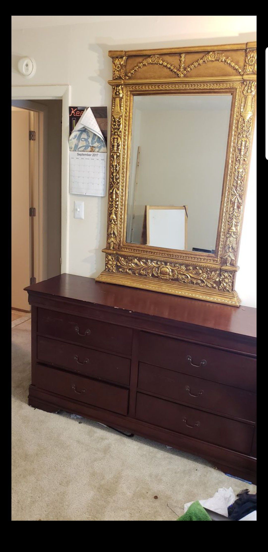 Dresser and Gold plated mirror