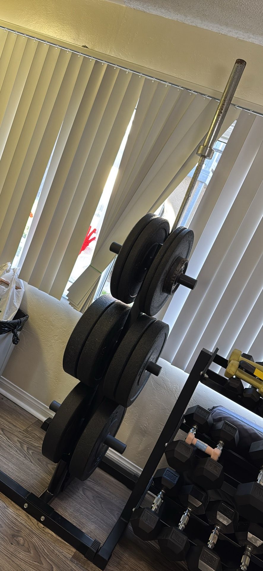 Barbell, Plates, Plate Rack