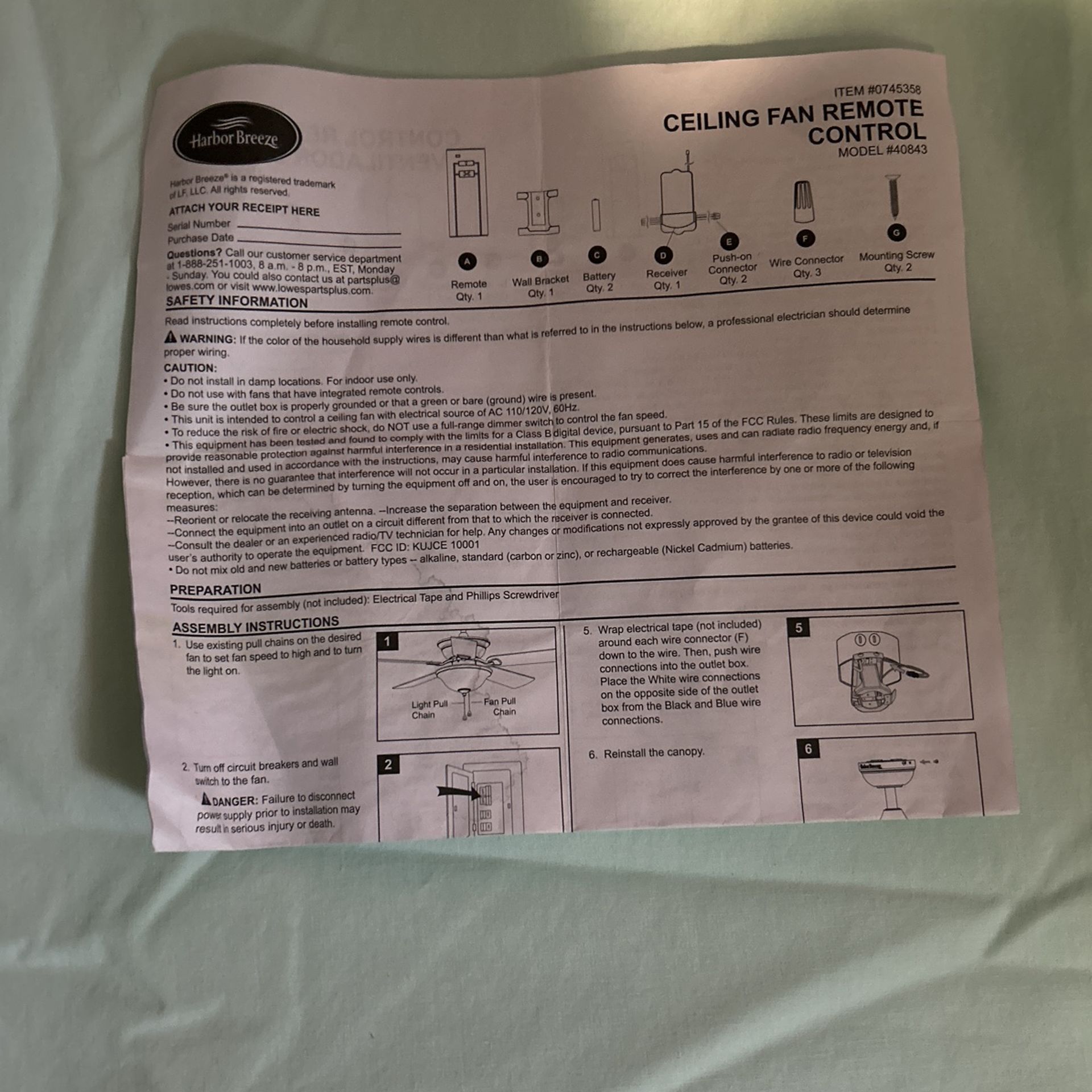 Harbor Breeze Ceiling Fan Remote Control