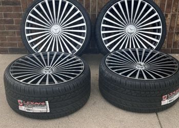 🔥22” MERCEDES BENZ WHEELS BLACK MACHINE FACE MULTI SPOKE + NEW TIRES MAYBACH S550 S560 S580 S600 S63