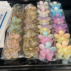 Pack Of 24 Multicolor Flower Hair Clips 