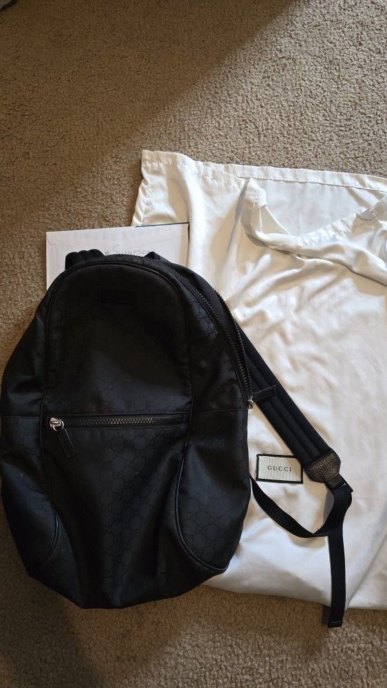 GG Gucci Black Nylon Backpack