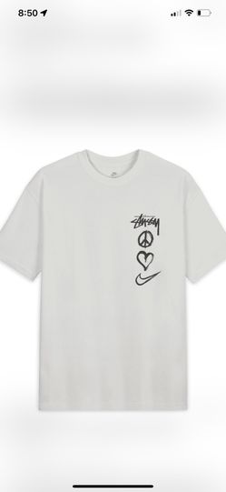 NIKE X STUSSY PEACE, LOVE, SWOOSH TSHIRT WHITE Large NEW