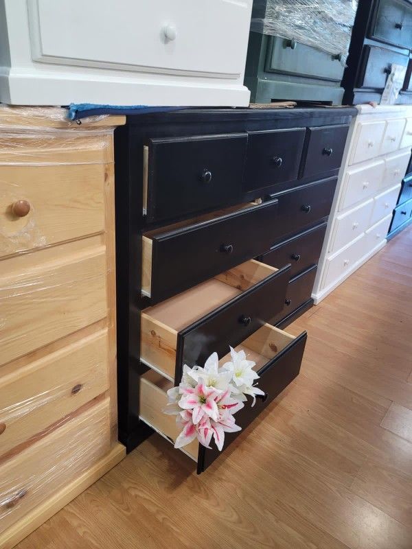 Black Dresser Pinewood Premium 9 Drawers Big $429