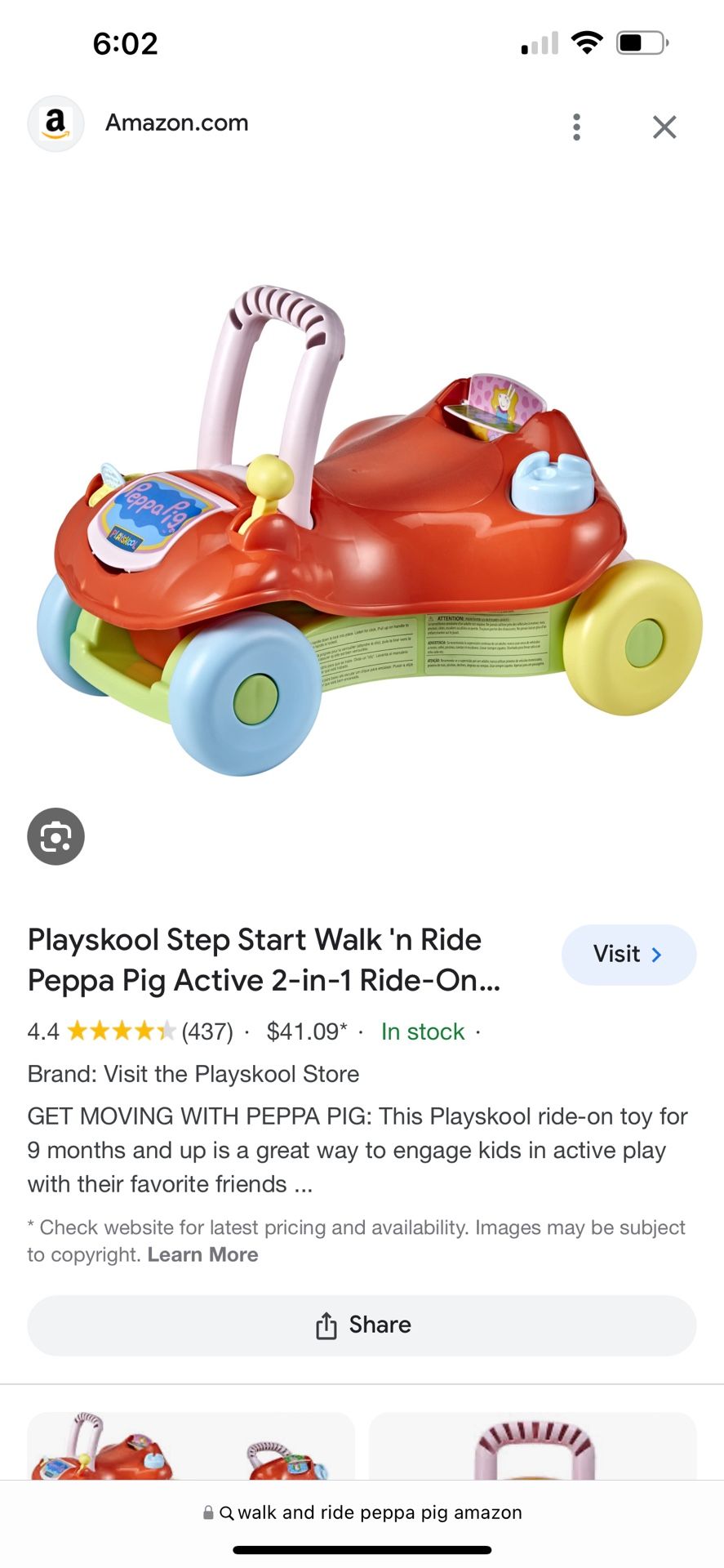 Playskool Peppa Pig Start Walk and Ride