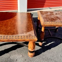 Wood Middle And End Table With Detailed Legs