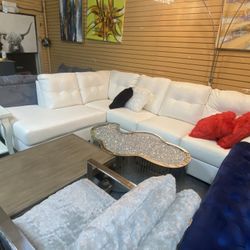 White Bonded Leather Sectional!!! On Sale