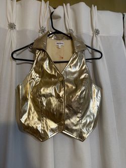 Gold color blouse or vest for ladies size S brand SuperDown like new🌺