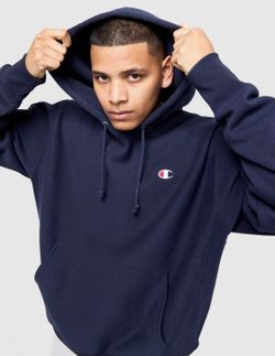 CHAMPIOn REVERSE WEAVE HOODIE, C LOGO NAVY Sz Large