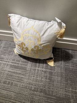 White and Gold Decorative Accent Throw Pillow