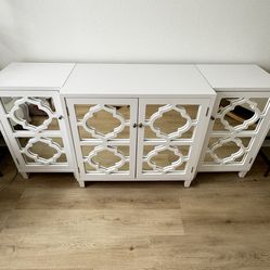 White Credenza Buffet Console Table With Drawers 