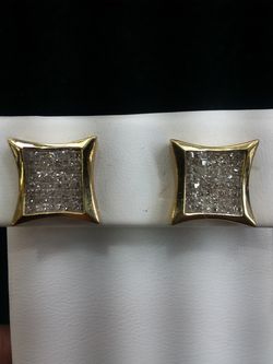 14k Gold Mem Earings 1ct diamonds